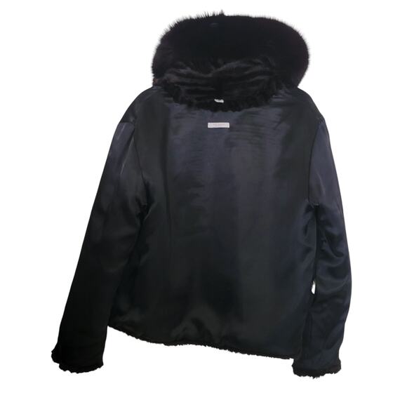 Trilogy Genuine Diet Brown Sheared Rex Rabbit & Fox Hooded Women Jacket Size L - Picture 6 of 8